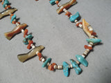 Expressive Vintage Native American Zuni Turquoise Sterling Silver Necklace Old-Nativo Arts
