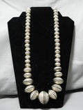 One Of The Heaviest Vintage Native American Navajo Sterling Silver Coin Necklace Old-Nativo Arts