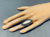 Beautiful White Pearl Vintage Native American Navajo Sterling Silver Ring Old-Nativo Arts