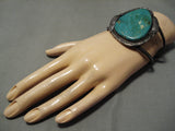 Incredible Vintage Native American Navajo Aqua Turquoise Sterling Silver Bracelet Old-Nativo Arts