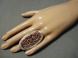 Chunks Of Coral Huge Native American Navajo Sterling Silver Ring-Nativo Arts