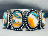 Unique Stone Native American Sterling Silver Heavy Bracelet-Nativo Arts