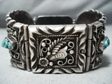 One Of The Best Biggest Vintage Native American Navajo Turquoise Sterling Silver Clasp Bracelet-Nativo Arts