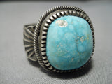 So Heavy Thick Men's Native American Navajo Carico Lake Turquoise Sterling Silver Ring-Nativo Arts