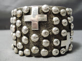 Huge Heavy 186 Gram Vintage Native American Navajo Cross Christian Sterling Silver Bracelet-Nativo Arts