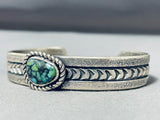 Gary Custer Vintage Native American Navajo Blue Green Turquoise Sterling Silver Bracelet-Nativo Arts