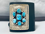 Traditional Vintage Native American Navajo Morenci Turquoise Sterling Silver Bowguard-Nativo Arts