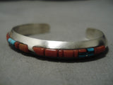Striking Vintage Native American Navajo Rectangular Turquoise Sterling Silver Bracelet-Nativo Arts