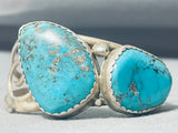 Most Unique Vintage Native American Navajo Double Morenci Turquoise Sterling Silver Bracelet-Nativo Arts