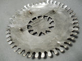Huge Vintage Native American Navajo Spidrweb Turquoise Sterling Silver Pin Old-Nativo Arts