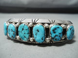 Dynamic Vintage Native American Navajo Kingman Turquoise Sterling Silver Bracelet Old-Nativo Arts