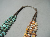 Dramatic Vintage Native American Navajo Turquoise & Spiny Oyster Sterling Silver Necklace Old-Nativo Arts