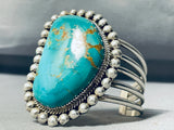 Raymond Nez Vintage Native American Navajo Chunky Turquoise Sterling Silver Bracelet-Nativo Arts