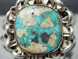 Interlocking Chain Vintage Native American Navajo Sterling Silver Turquoise Bracelet Old-Nativo Arts