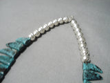 Native American Gigantic Spiderweb Turquoise Shark Tooth Sterling Silver Necklace- Wow!-Nativo Arts
