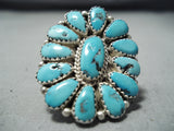Superb Vintage Native American Navajo Turquoise Cluster Sterling Silver Ring-Nativo Arts