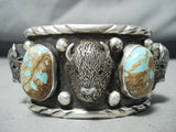 Big Buffalo 141 Grams Heavy Turquoise Sterling Silver Native American Bracelet-Nativo Arts