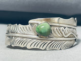 Important Vintage Native American Navajo Damale Turquoise Sterling Silver Bangle Bracelet Signed-Nativo Arts