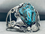 Important Francisco Gomez Hand Carved Horse Turquoise Sterling Silver Bracelet-Nativo Arts