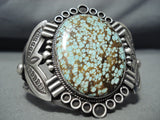 Colossal Vintage Native American Navajo #8 Turquoise Sterling Silver Bracelet-Nativo Arts