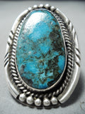 Astounding Vintage Native American Navajo Blue Diamond Turquoise Sterling Silver Ring Old-Nativo Arts
