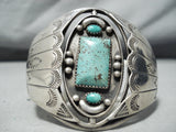 Rotating Center Vintage Native American Navajo Green Turquoise Sterling Silver Bracelet-Nativo Arts