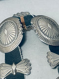 Heavy Detailed 310 Grams Vintage Native American Navajo Sterling Silver Concho Belt-Nativo Arts