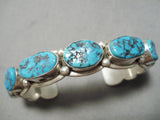 Native American Impressive Vintage Apache Morenci Turquoise Sterling Silver Bracelet Old-Nativo Arts