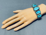 Astounding Vintage Native American Navajo Morenci Turquoise Sterling Silver Bracelet-Nativo Arts
