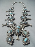 Best Vintage Native American Navajo Bisbee Turquoise Sterling Silver Squash Blososm Necklace-Nativo Arts