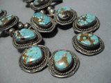 Rare #8 Vintage Native American Navajo #8 Turquoise Sterling Silver Squash Blossom Necklace-Nativo Arts