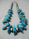 Exceptional Vintage Native American Navajo Old Kingman Turquoise Sterling Silver Necklace-Nativo Arts