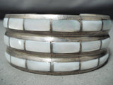 Native American Fabulous Vintage Zuni Pearl Channel Sterling Silver Bracelet-Nativo Arts