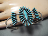 Fabulous Zuni Native American Turquoise Needlepoint Sterling Silver Bracelet-Nativo Arts