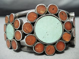 Unique Vintage Zuni Native American Navajo Turquoise Coral Sterling Silver Bracelet-Nativo Arts