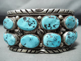 Heavy Vintage Native American Navajo Sleeping Beauty Turquoise Sterling Silver Bracelet Old-Nativo Arts