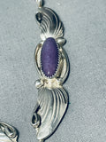 Important Vintage Native American Navajo Charoite Sterling Silver Necklace-Nativo Arts