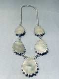 Best Vintage Native American Navajo White Buffalo Turquoise Sterling Silver Necklace-Nativo Arts