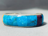 Native American Rare Santo Domingo Vintage Turquoise Inlay Sterling Silver Bracelet-Nativo Arts