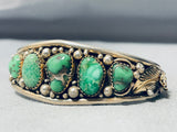 Important Damale Turquoise Vintage Native American Navajo Gold Sterling Silver Bracelet-Nativo Arts