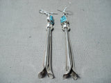 Dramatic Navajo Turquoise Sterling Silver Earrings Native American-Nativo Arts