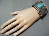 Dramatic Navajo Turquoise Sterling Silver Bracelet Native American-Nativo Arts