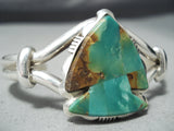 Intricacy!! Vintage Native American Navajo Royston Turquoise Arrowhead Sterling Silver Bracelet-Nativo Arts