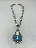 Astonishing Vintage Native American Navajo Bisbee Turquoise Sterling Silver Necklace-Nativo Arts