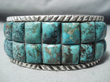 Heavy Curt John Native American Navajo Turquoise Sterling Silver Inlay Bracelet-Nativo Arts