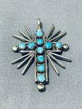 Coral And Turquoise Cross Vintage Native American Navajo Sterling Silver Pendant-Nativo Arts