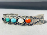Signed Authentic Vintage Native American Navajo Turquoise Sterling Silver Bracelet-Nativo Arts