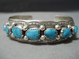 Fabulous Wil Benally Vintage Native American Navajo Sterling Silver Turquoise Bracelet-Nativo Arts