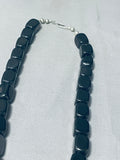 Chunky Onyx Vintage Native American Navajo Turquoise Sterling Silver Necklace-Nativo Arts