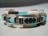 One Of The Most Detailed Vintage Native American Zuni Turquoise Sterling Silver Bracelet-Nativo Arts